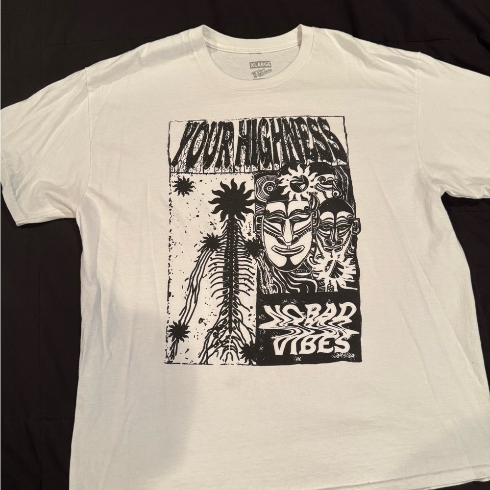 White Graphic Short Sleeve Tee with 'Your Highness' Print